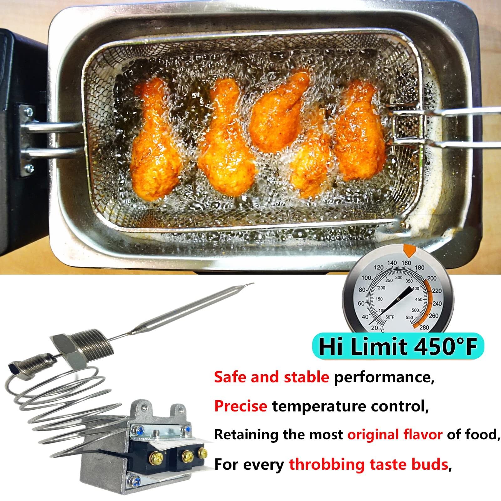 [Upgraded]1177 high limit thermostat fryer switch for Fryer 3/8″ Mpt Stuff Bo…