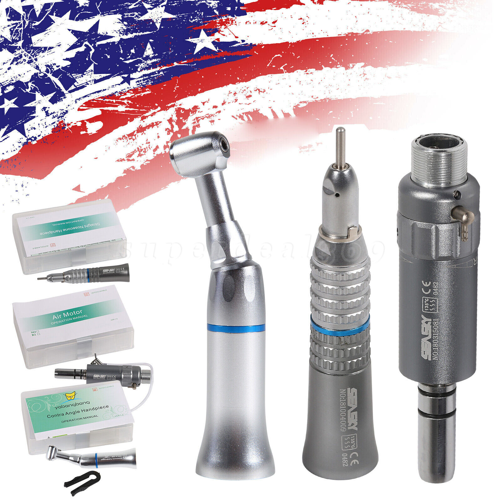 NSK Style Dental Slow Low Speed Handpiece Push Button E-type Air Motor 2/4holes