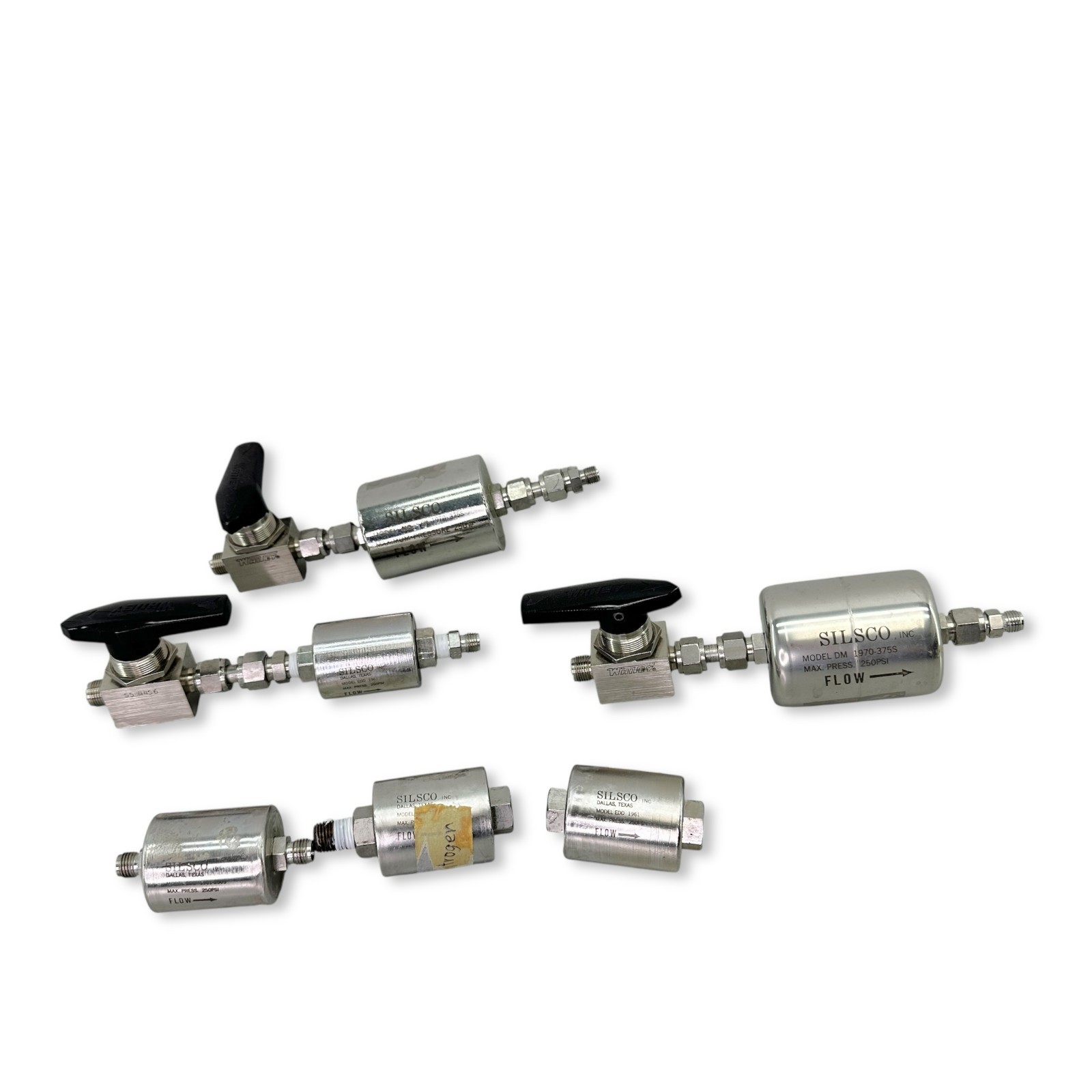 Silsco DM 1970-375S & EDD 1961 Gas Diffusion Modules w/ Whitey Ball Valves Lot