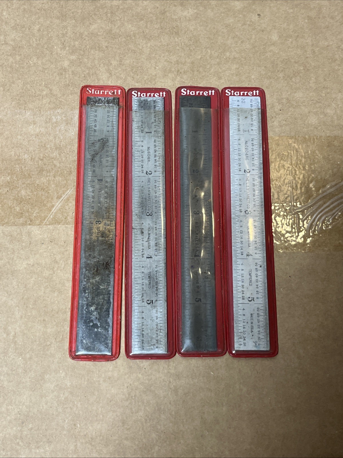 Lot of 4 Starrett 6″ Machinist Rules Steel Rulers Made in USA Precision 4R Grad