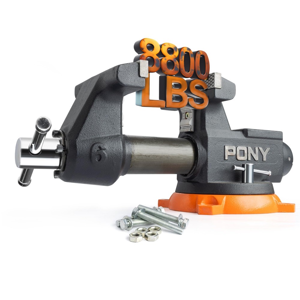 PONY 6″ Heavy Duty Bench Vises 8800LBS Clamp Force Workbench Vise 360° Rotatable