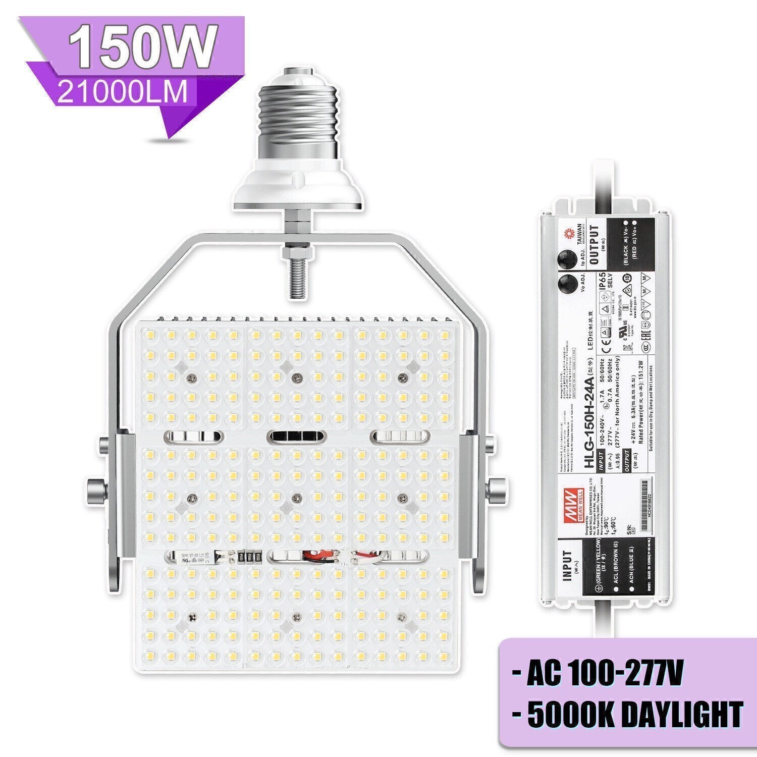 LED Shoebox Area Retrofit Kit Light Bulb 150W E39 Mogul Base Commercial Lighting