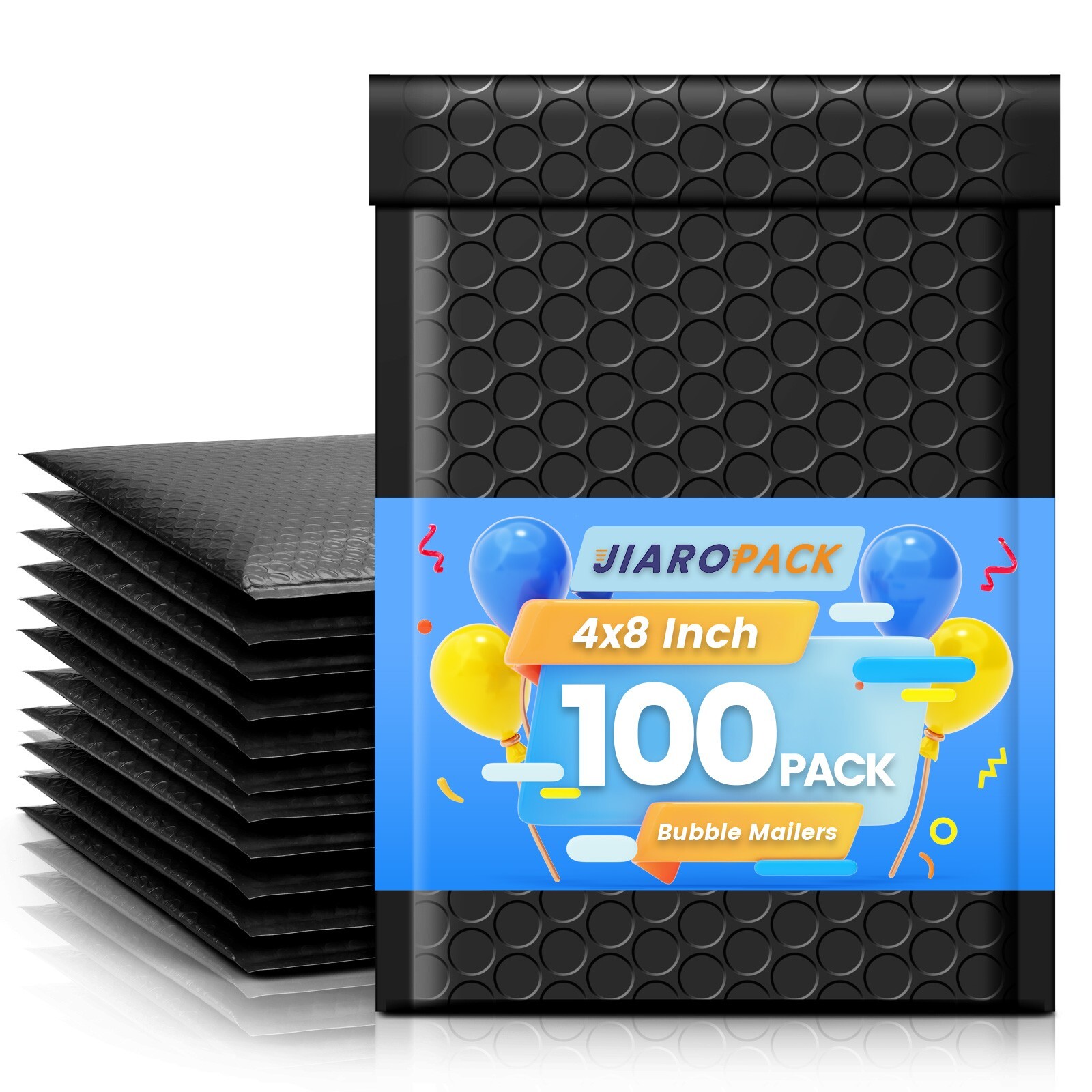 Poly Bubble Mailer 4×8″ 100pcs Small Padded Envelope Mailing Bags 4×7 Black #000