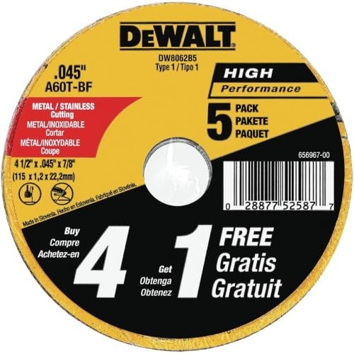 DEWALT 4-1/2 Inch Cut Off Wheel Aluminum Oxide Metal Cutting Disc Grinder