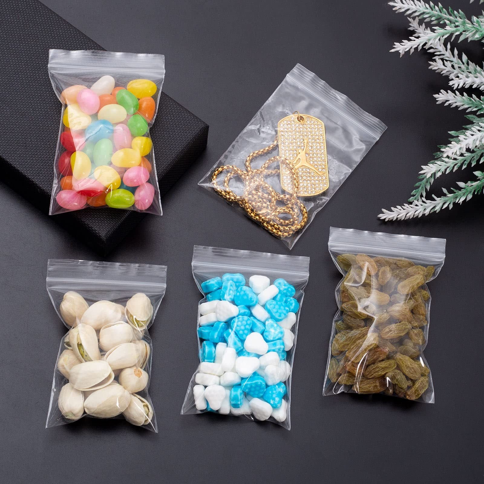 400PCS Small Plastic Bags, 4 Assorted Sizes Mini Ziplock Bag,Small Baggies
