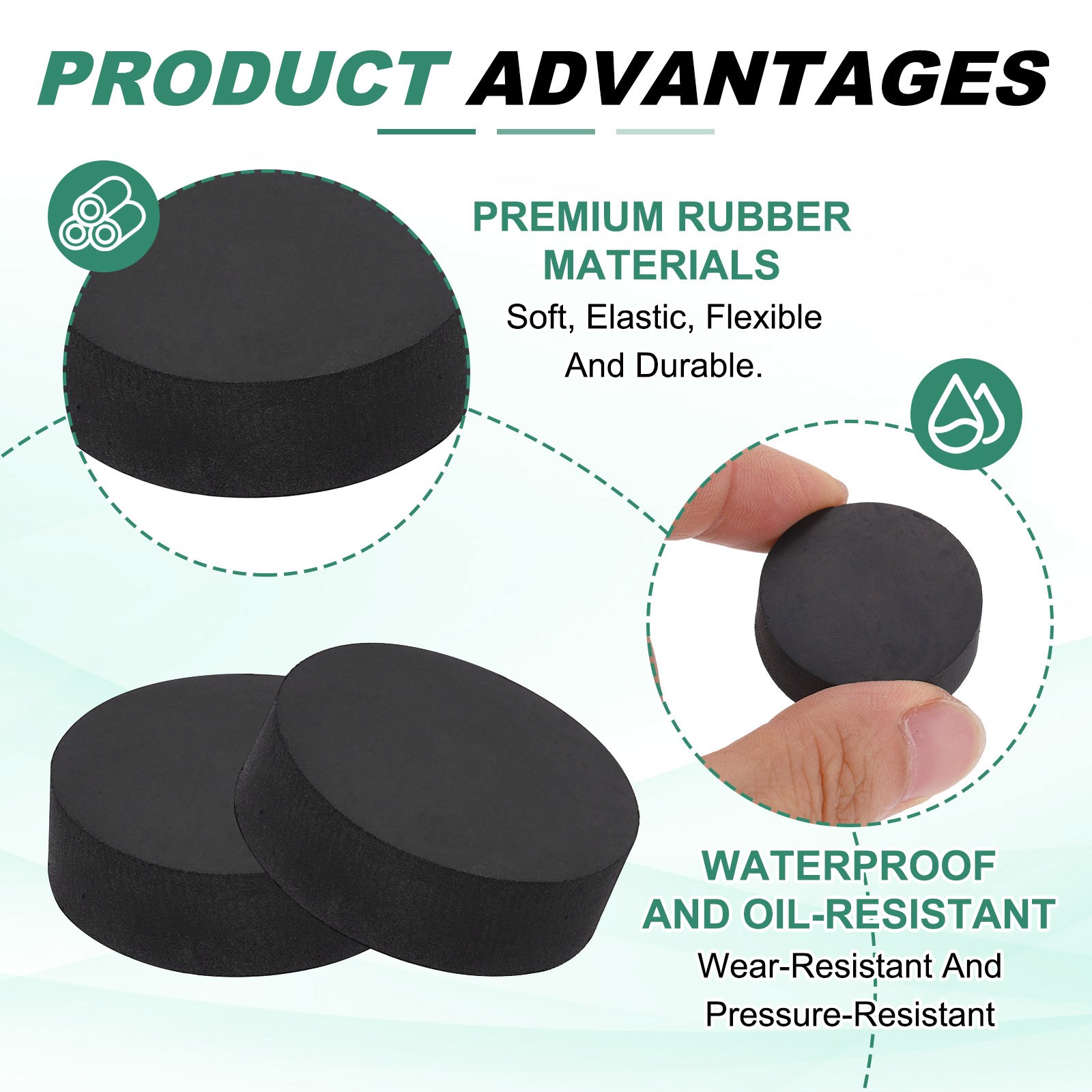 4Pcs 2-3/4″ (70mm x 10mm) Round Rubber Non Slip Furniture Pads