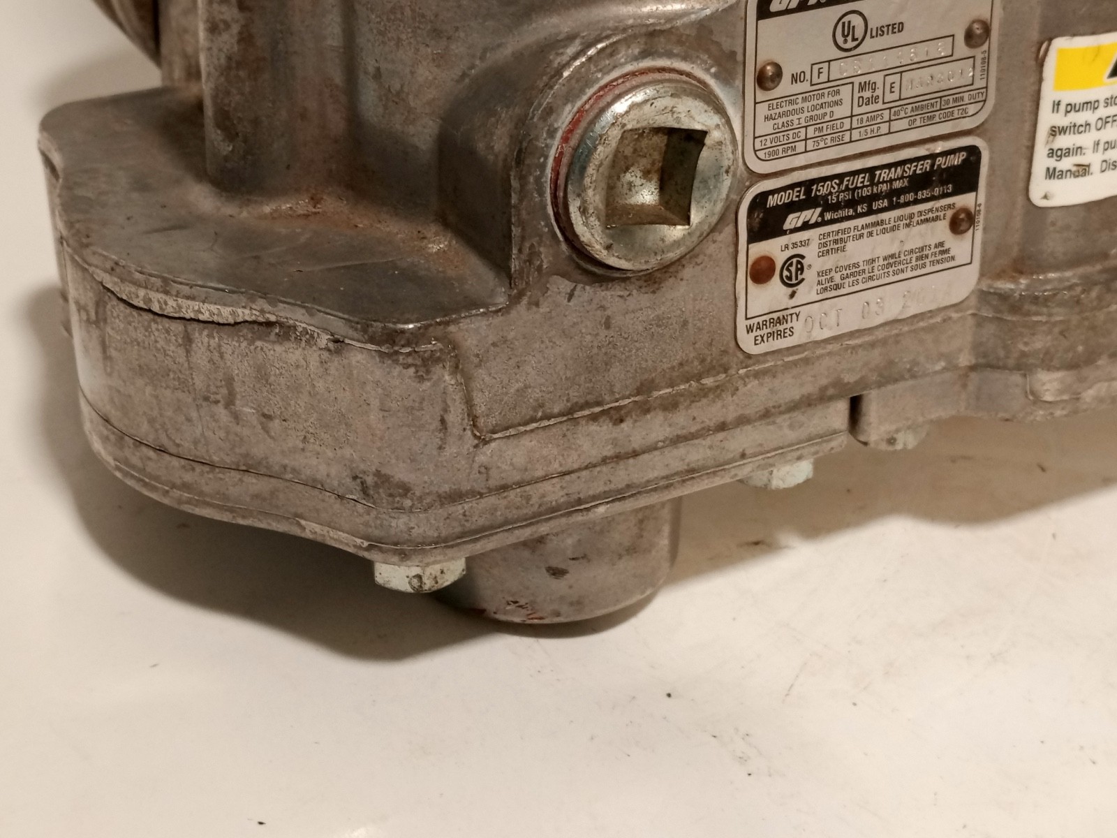 GPI 150S Fuel Transfer Pump 12VDC Explosion-Proof Motor 1900RPM 1/5HP