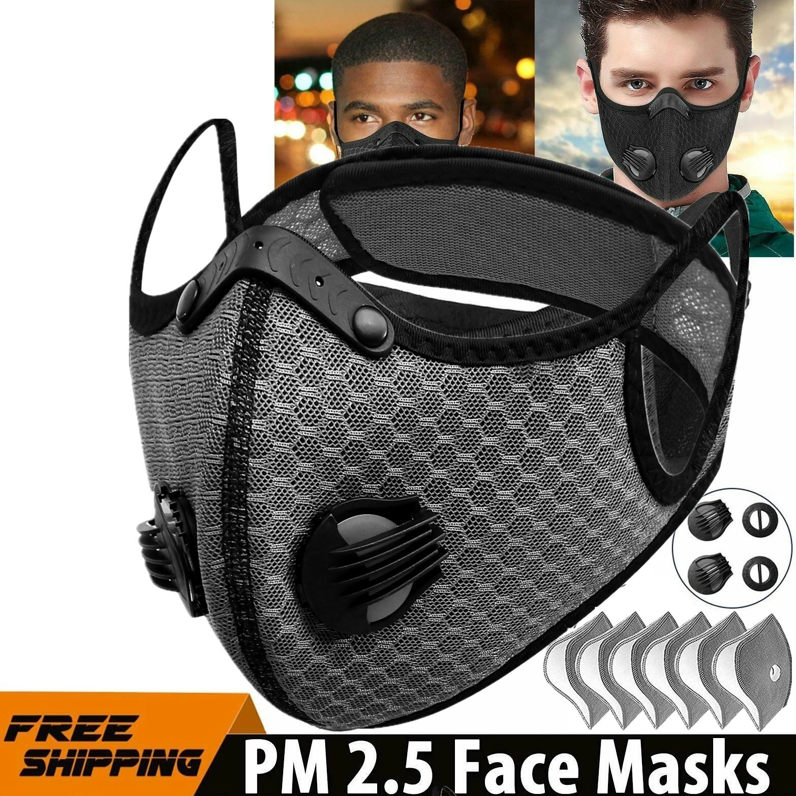 Reusable Half Facepiece Face Cover Respirator Sports Worksite Dust Mask Filters