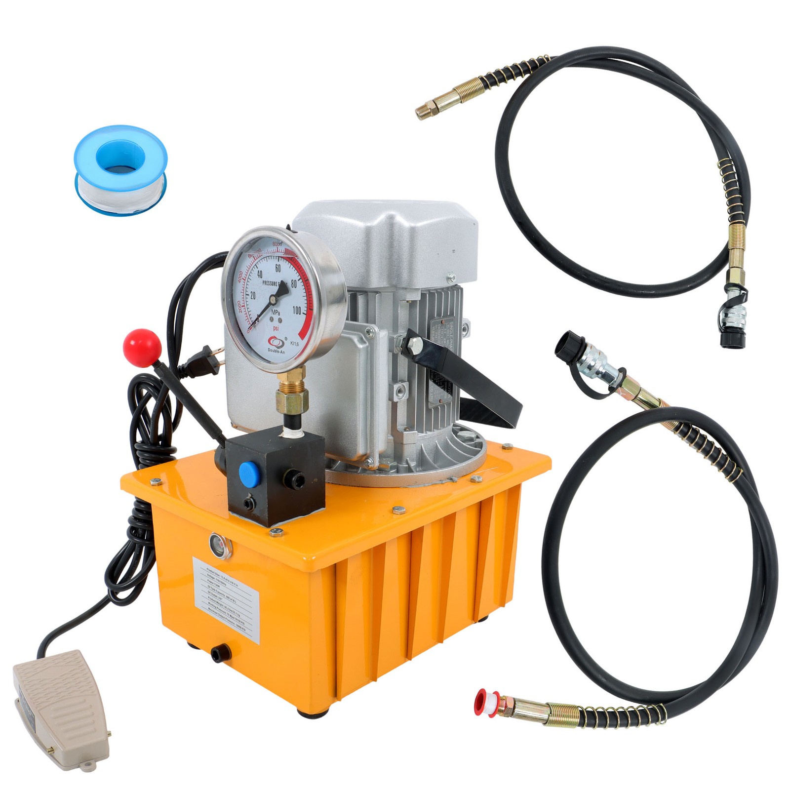 10000PSI Electric Hydraulic Pump with Manual Valve 8L 110V Single Acting