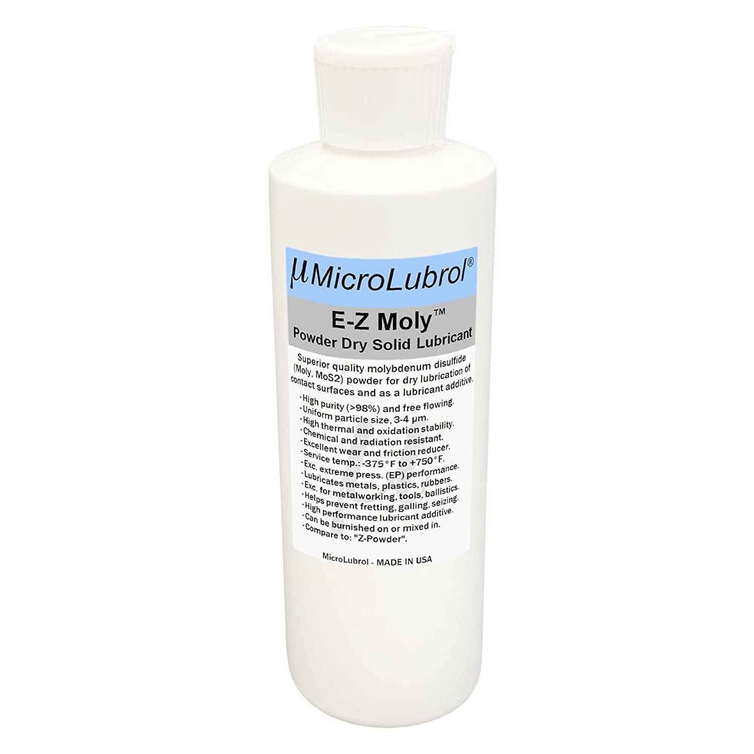 MicroLubrol E-Z Moly Powder Dry Lubricant, 100% Molybdenum Disulfide, MIL-M-7866