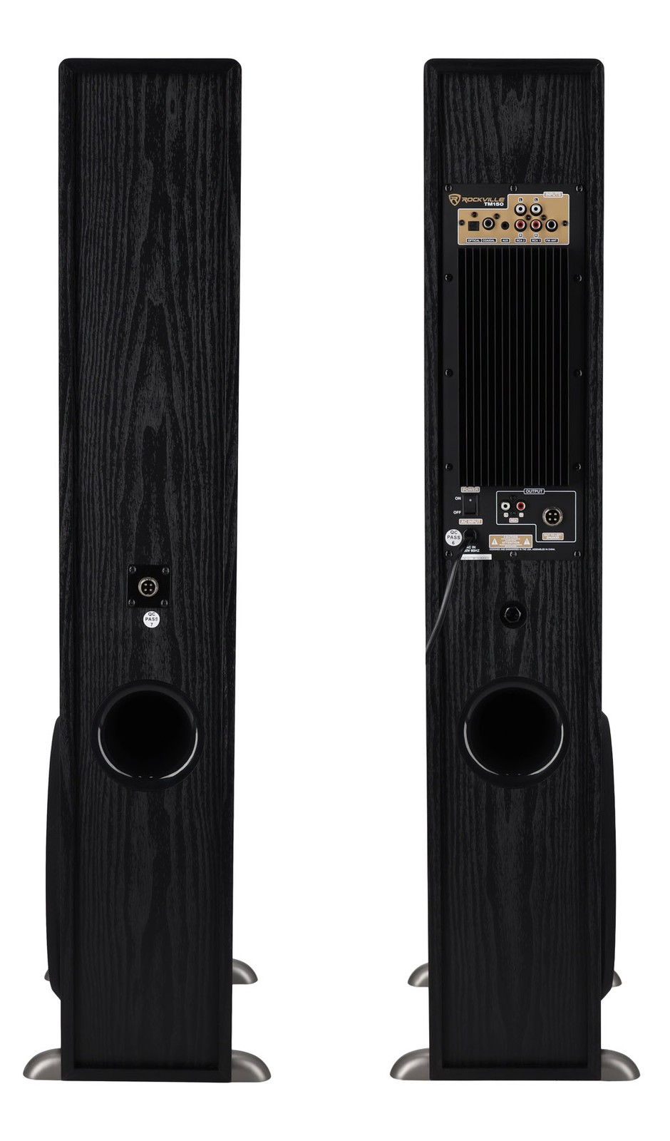 Rockville TM150B Black Powered Home Theater Tower Speakers 10″ Sub + Bluetooth