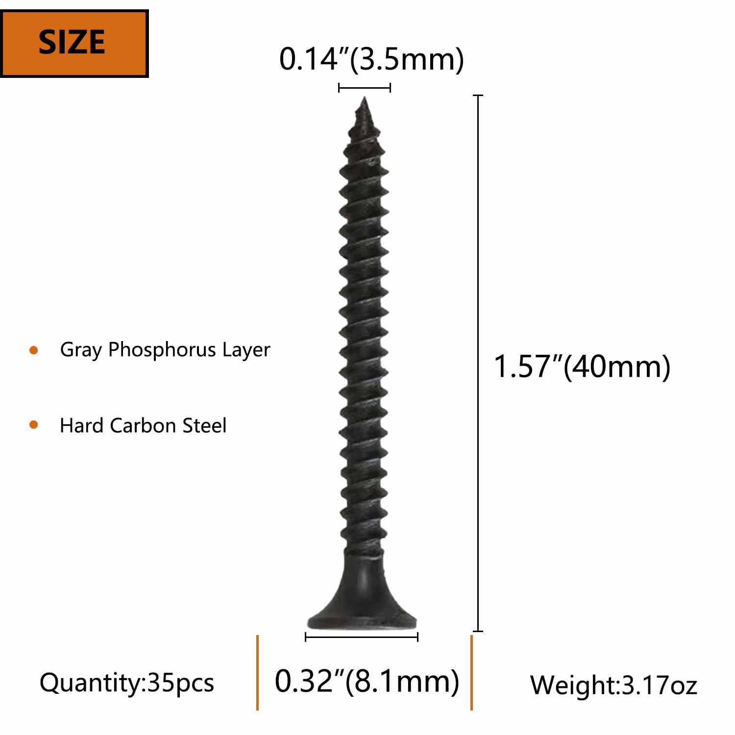 35pcs 1-1/2 inches Wood Screws, Premium Flat Head 1-1/2in(35pcs), Black