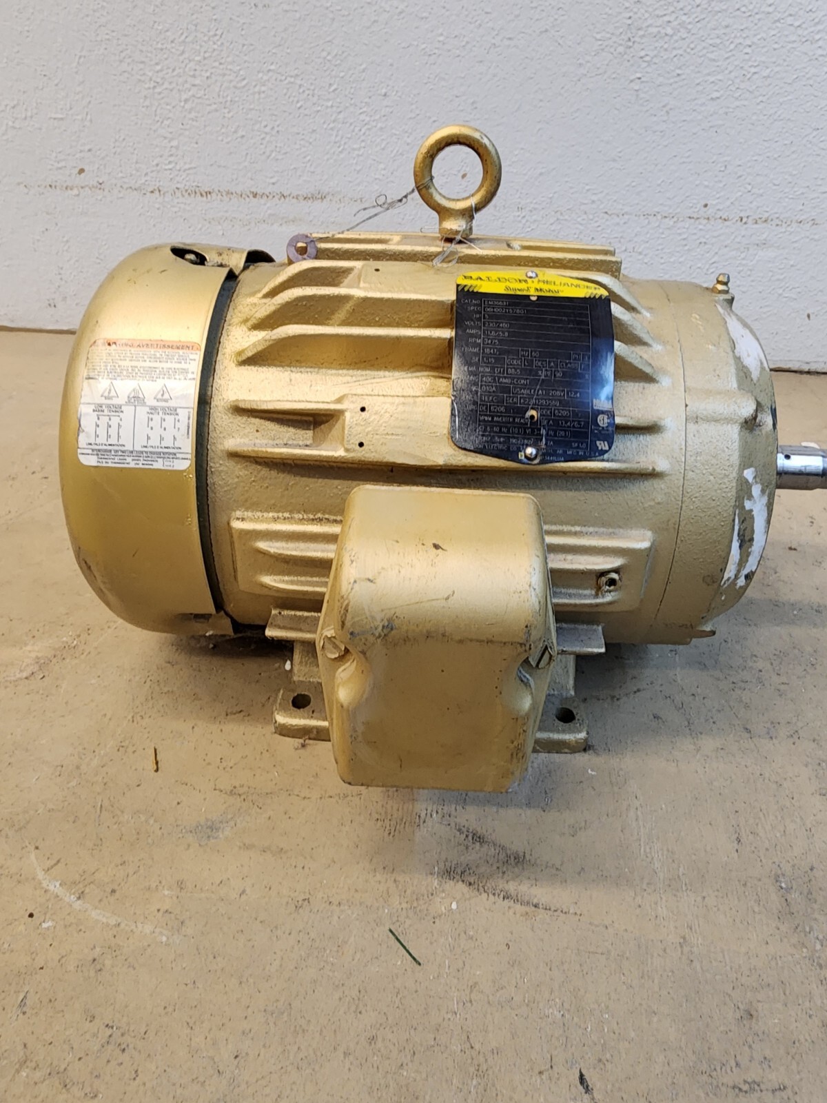 Baldor Reliance Phase General Purpose Motor 5 HP 184T Frame 208-230/460V EM3663T
