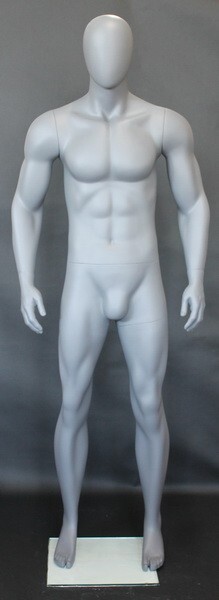 Matte Grey 6 ft 2 in H Male Abstract Head Mannequin Muscular Body Torso SFM53EGR