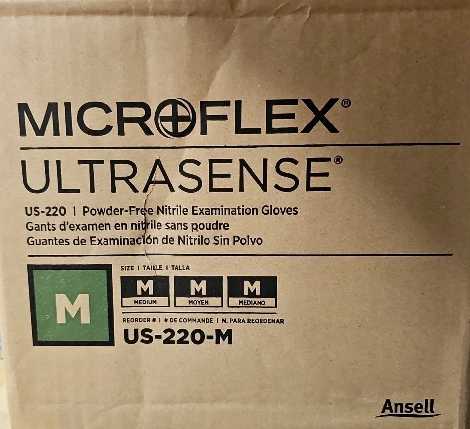 Case of 1000 Ansell Us-220-M, Disposable Gloves, Palm, Nitrile, Powder-Free