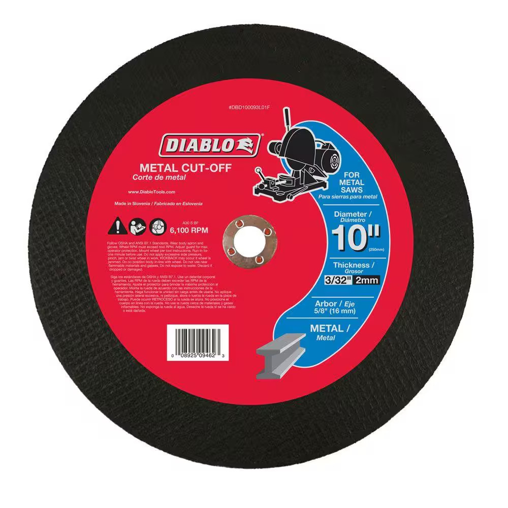 10 In. X 3/32 In. X 5/8 In. Metal Cut-Off Disc