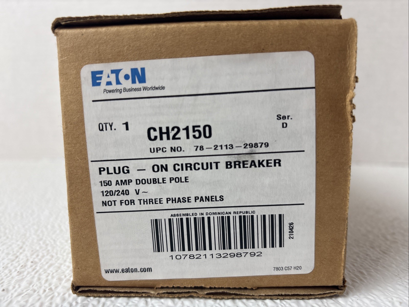 Cutler Hammer EATON CH2150 150A 2-Pole Type CH Molded Case Circuit Breaker – USA