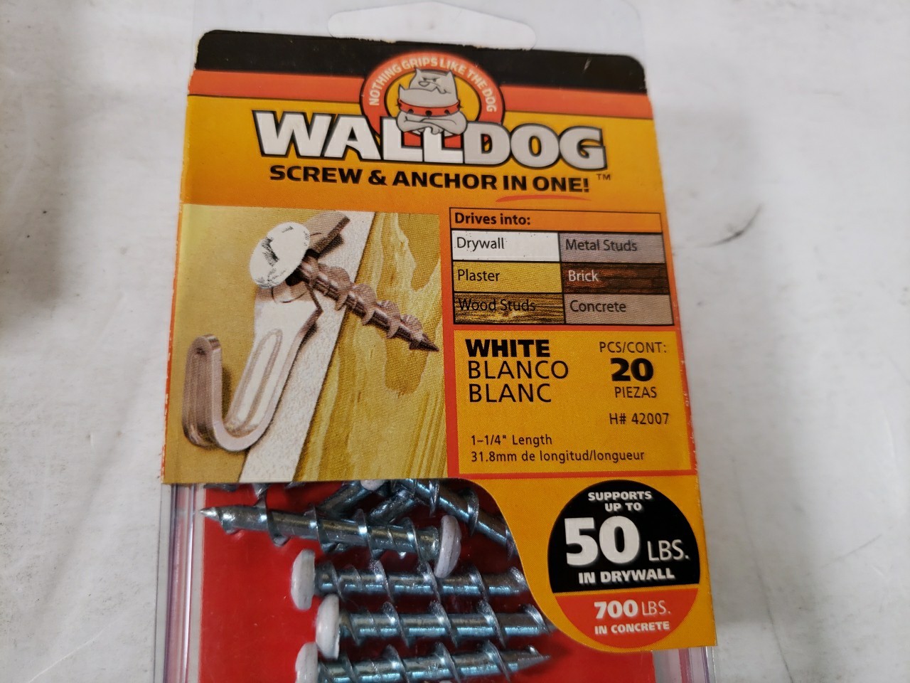 Lot Of 4 Hillman Borefast 1-1/2″ White Anchor&Screw in One (20pcs Per Pack)