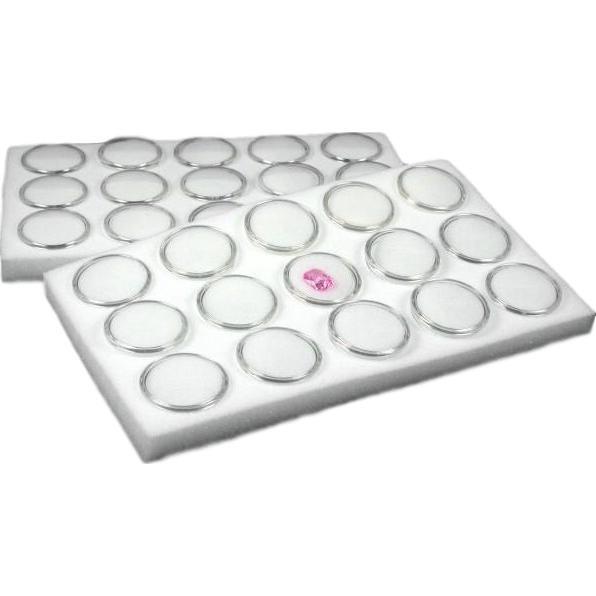 2 White Gemstone Insert Pads with 15 Gem Jars Each Jewelry Display