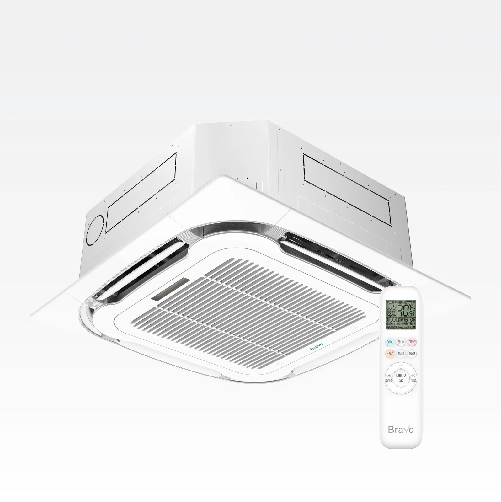 Bravo 2-Zone Mini Split AC & Pump 18000 BTU Ceiling Cassette 9K+12K