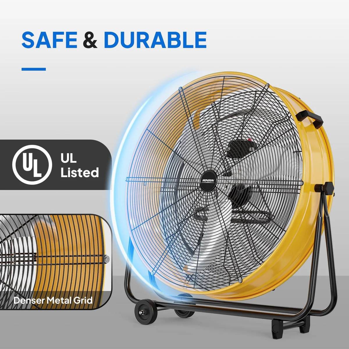 30″ High Velocity Metal Drum Fan, 3 Speeds 13000 CFM Commercial, Industrial Use