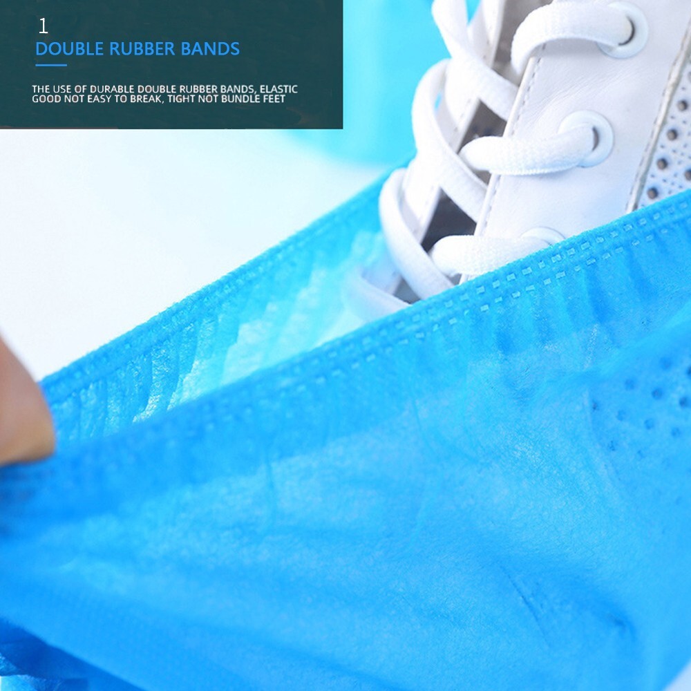 TECHTONGDA Blue Color Disposable Non-woven Shoe Covers 100pcs Non-Slip