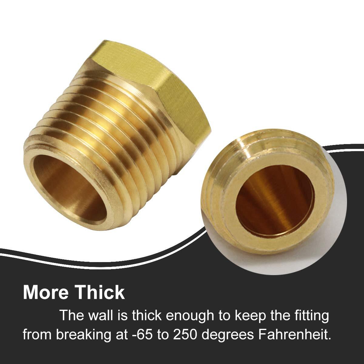 1/2 inch NPT Male to 1/8 inch NPT Female Brass Pipe Fitting Adapter Pack of 2
