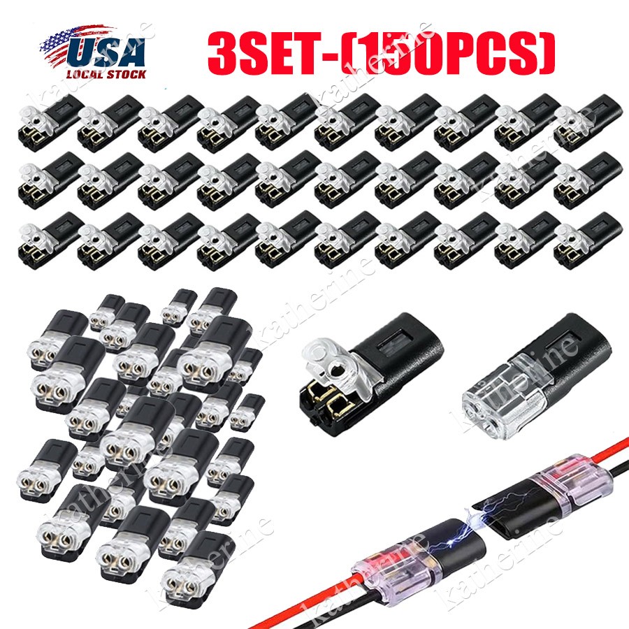 200pcs Double-Wire Plug-in Connector, Cable Clamp with Locking Buckle, AWG 18-22