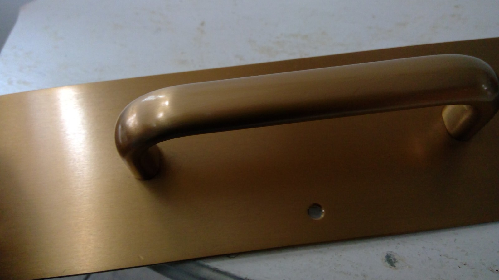 SOLID Satin BRASS Door Pull Plate Handle 14″ x 3-1/2″ w Back Plate