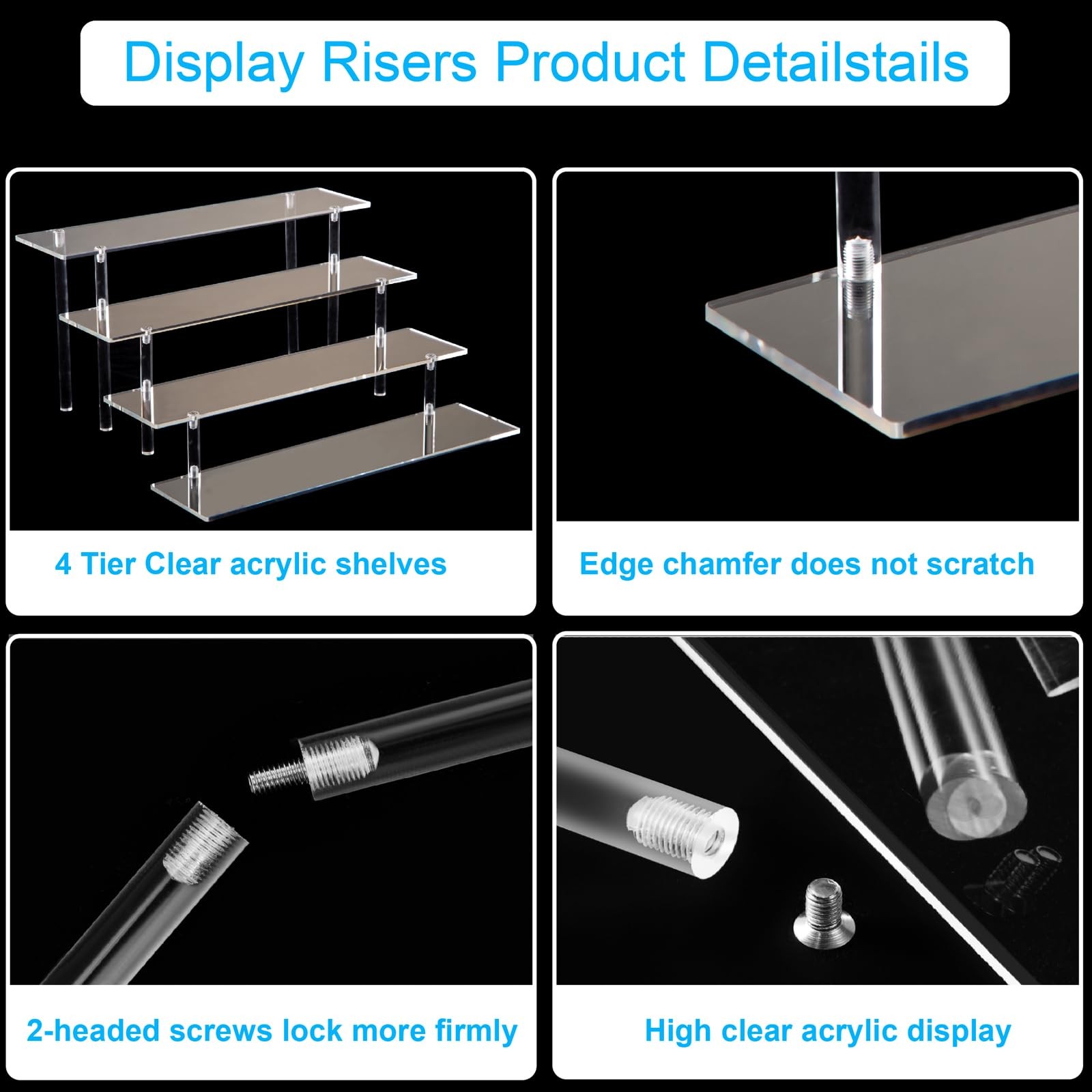 4 Tier Acrylic Perfume Organizer Stand, Clear Display Risers for Perfume,Cologne