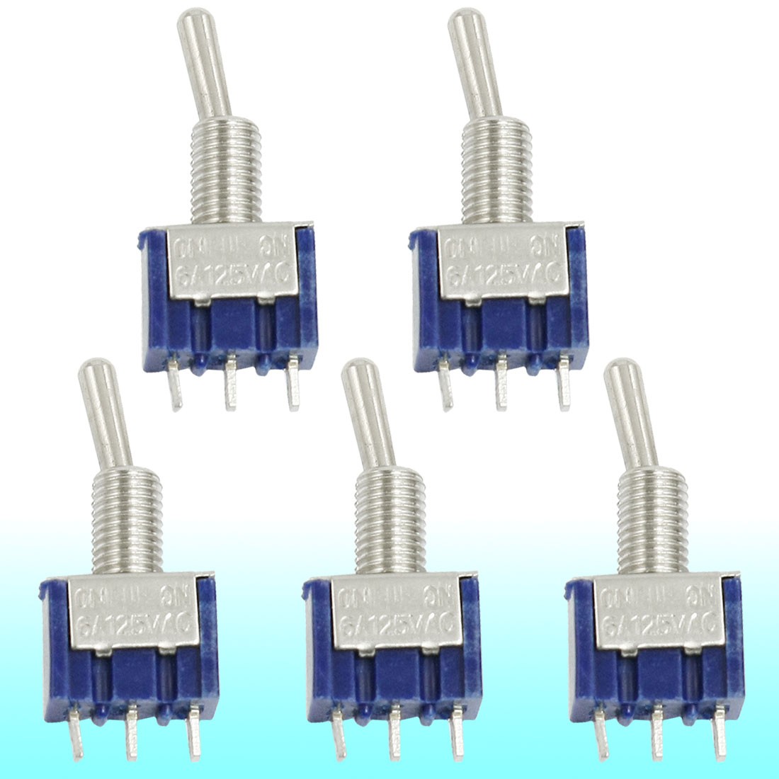 5Pack AC 125V 6A Single Pole Double Throw SPDT On/On Toggle Switch