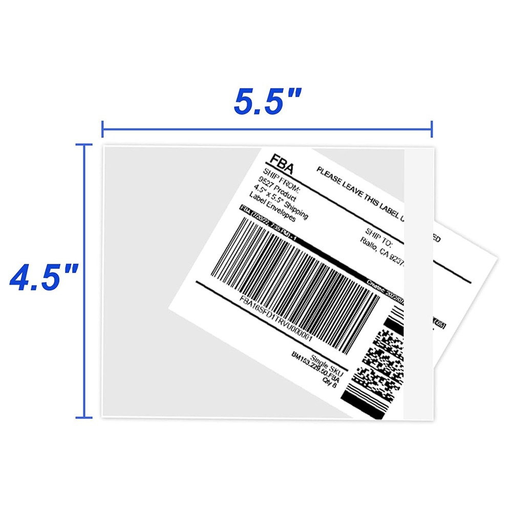4.5″ x 5.5″ Clear Adhesive Top Loading Packing List/Shipping Label Envelopes US