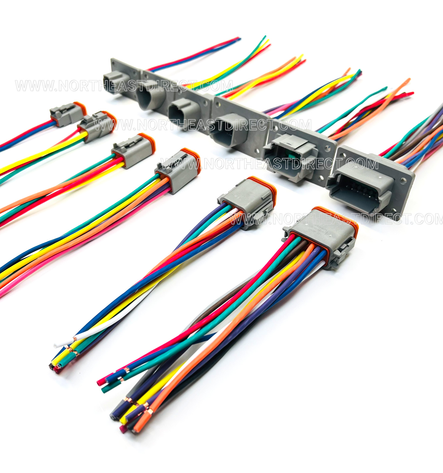 Assembled Flanged Deutsch 2,3,4,6,8,12 Pin,12,14,16 &18 AWG Waterproof connector