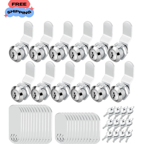 12 Pack 5/8in Cam Locks Keyed Alike Cabinet Mailbox Tool Box Locks