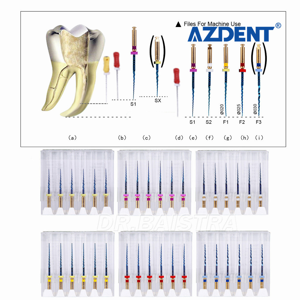 AZDENT Dental Endo Rotary Files Gold Taper NITI Endodontic Files Size#18-#30