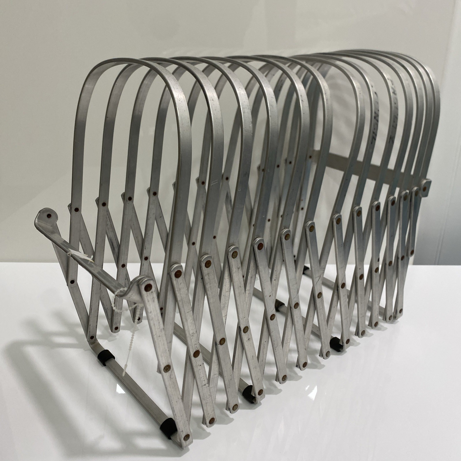 Evans Specialty Co File Holder Vtg MCM Accordion Expanding Magazine Rack Dish 12