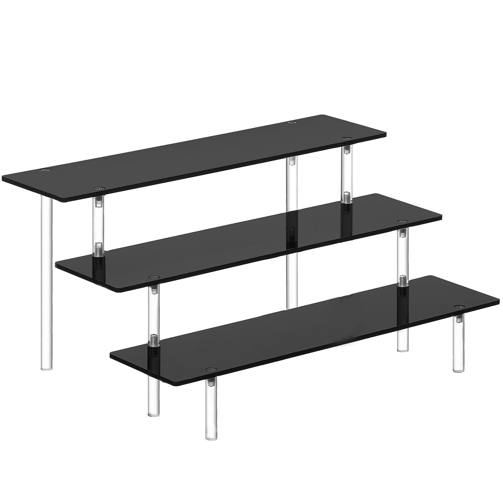 3 Tier Perfume Organizer Stand, Black Acrylic Risers Display Stands, Cologne She