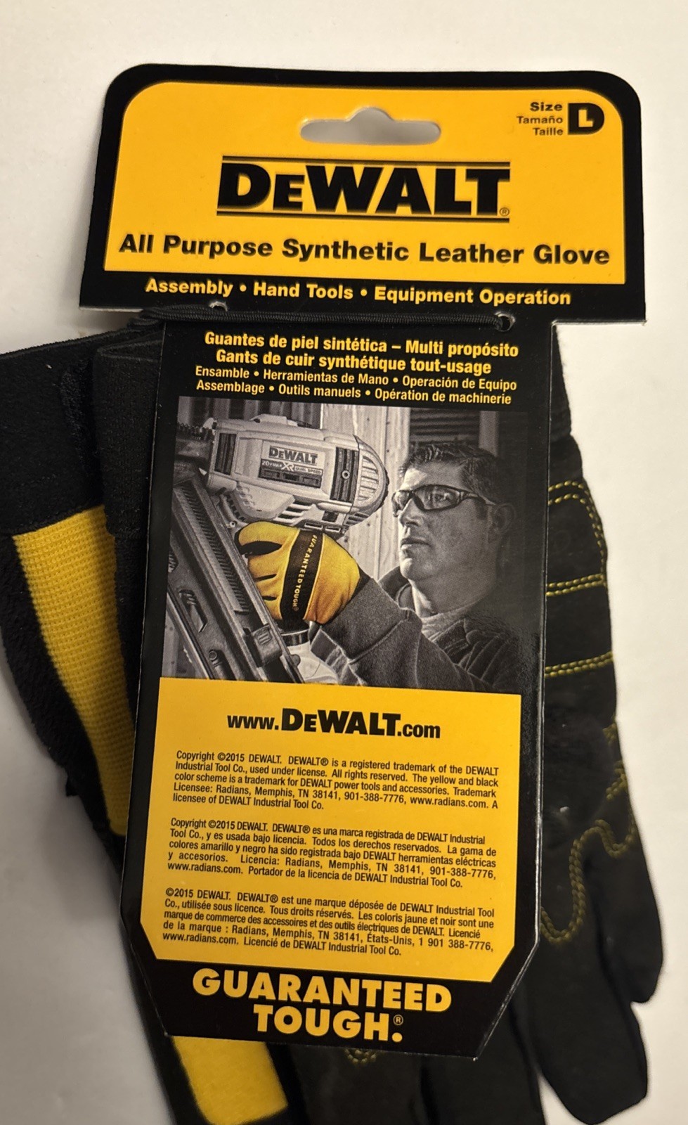 All Purpose Synthetic Leather Palm Spandex Back Wrist Work Glove, L (1)