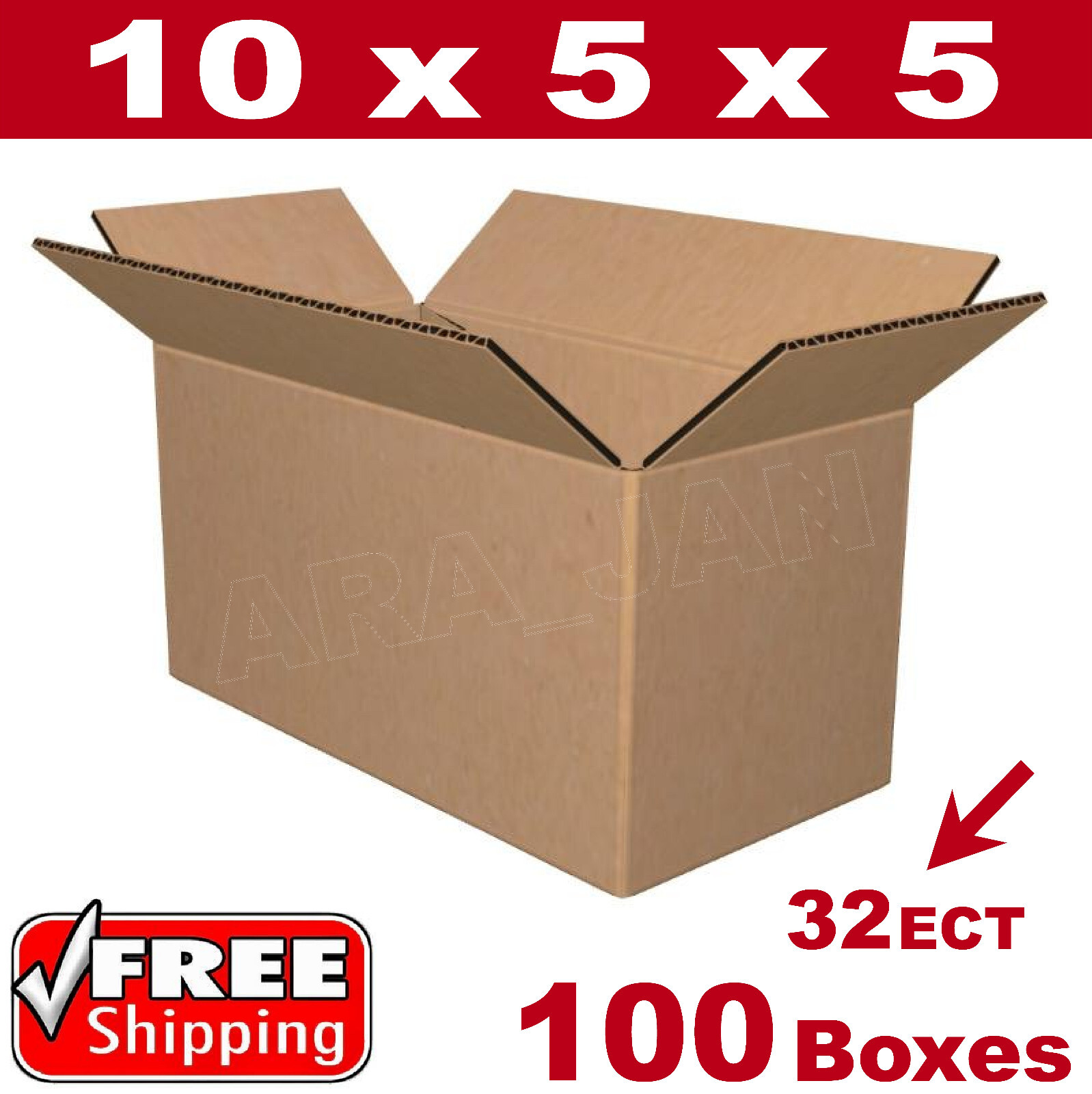 100- 10x5x5 Cardboard Boxes Mailing Packing Shipping Box 32ECT Corrugated Carton