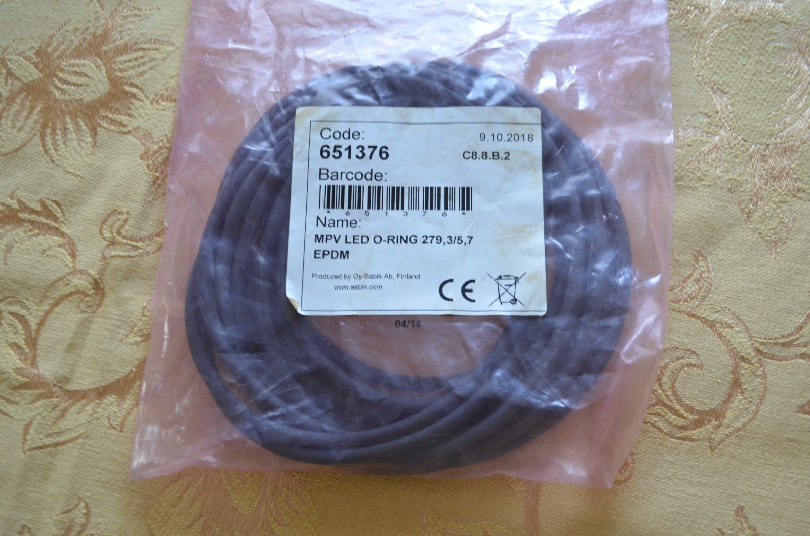 MPV LED O-ring 279, 3/5,7 EPDM produced by Oy Sabik Ab, Finland (Set of 5)