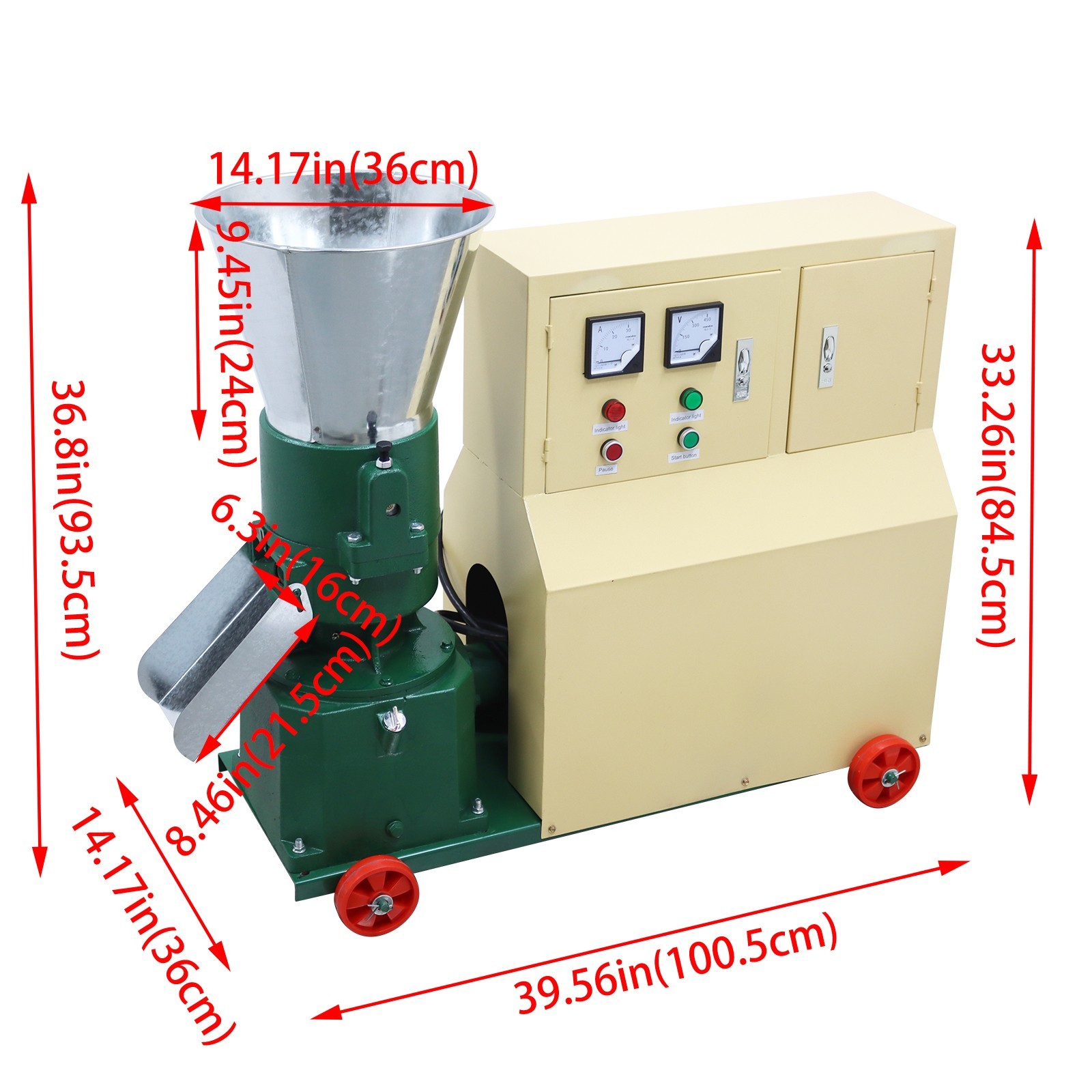 6mm Fram Feed Pellet Mill Machine 2 Rollers Fodder Pelletizer 200-250KG/h 220V