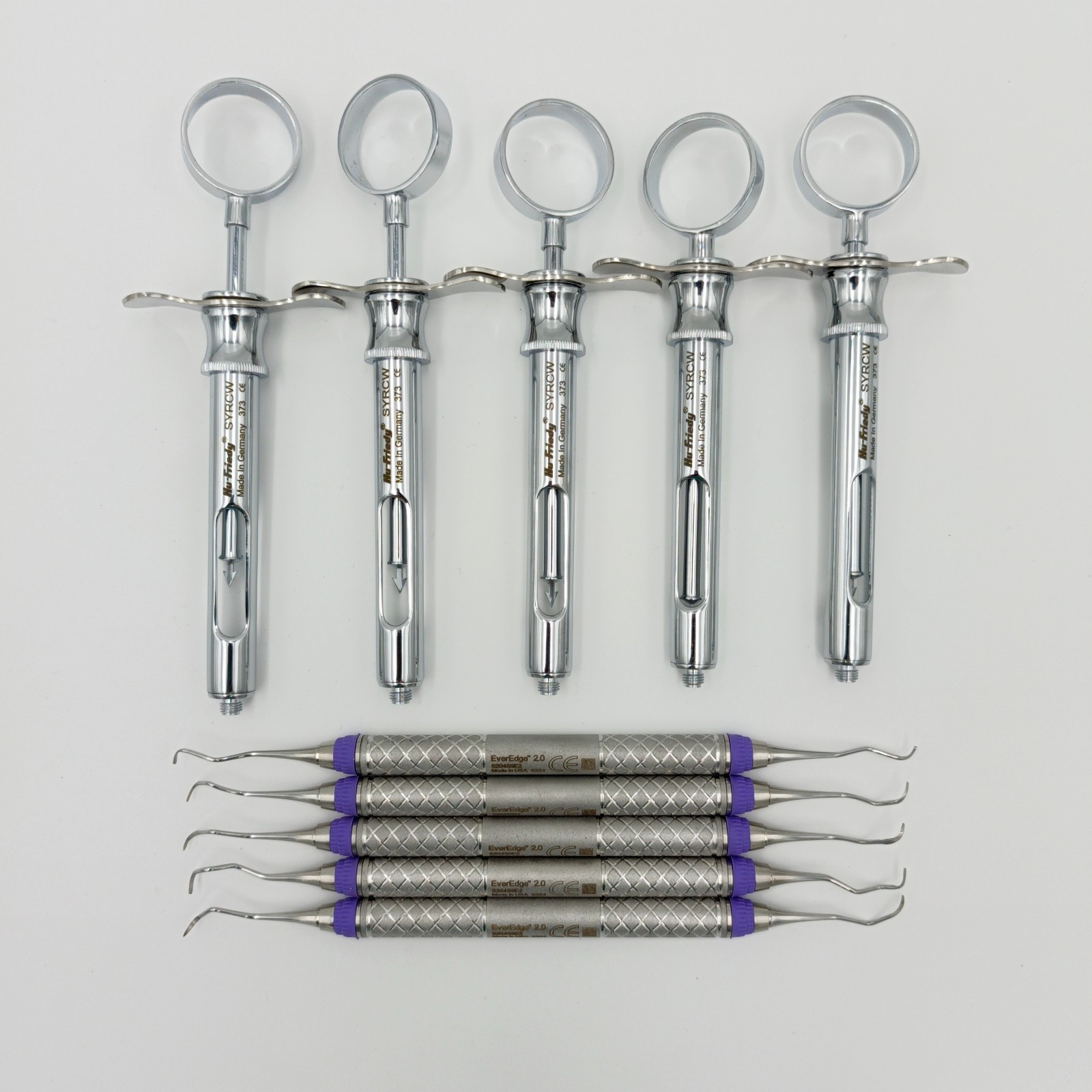 Hu-Friedy Type CW Aspirating Anesthetic Syringe & Sickle Scaler 2.0 Set of 10Pcs