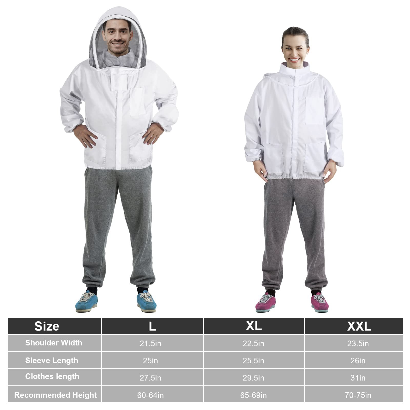 ISIVBPEP Beekeeping Jacket for Men Women,Polycotton Bee Large, White