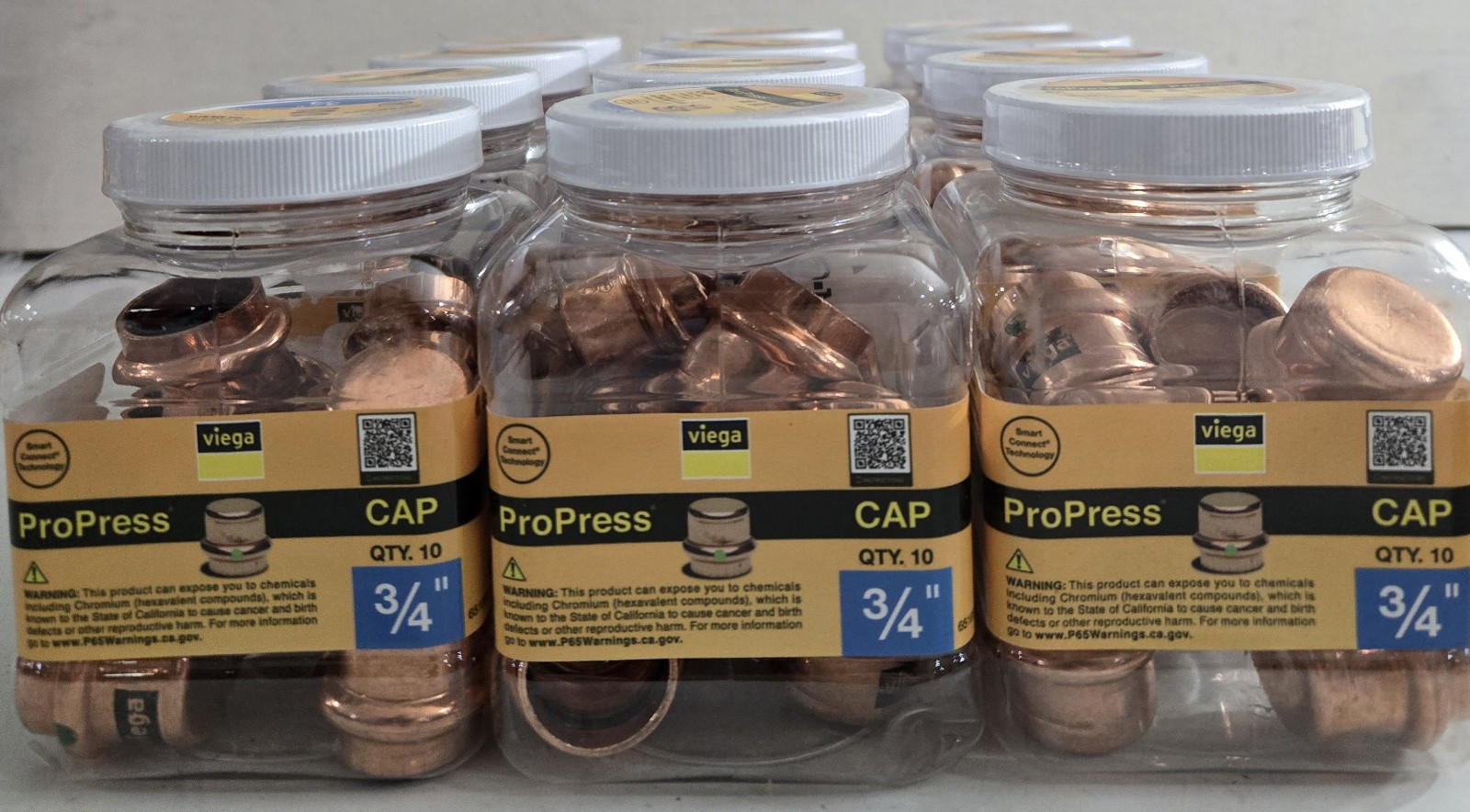 Lot of 12– Viega ProPress 3/4 in. Copper Cap 77450 (10-Packs) 120 Total Caps