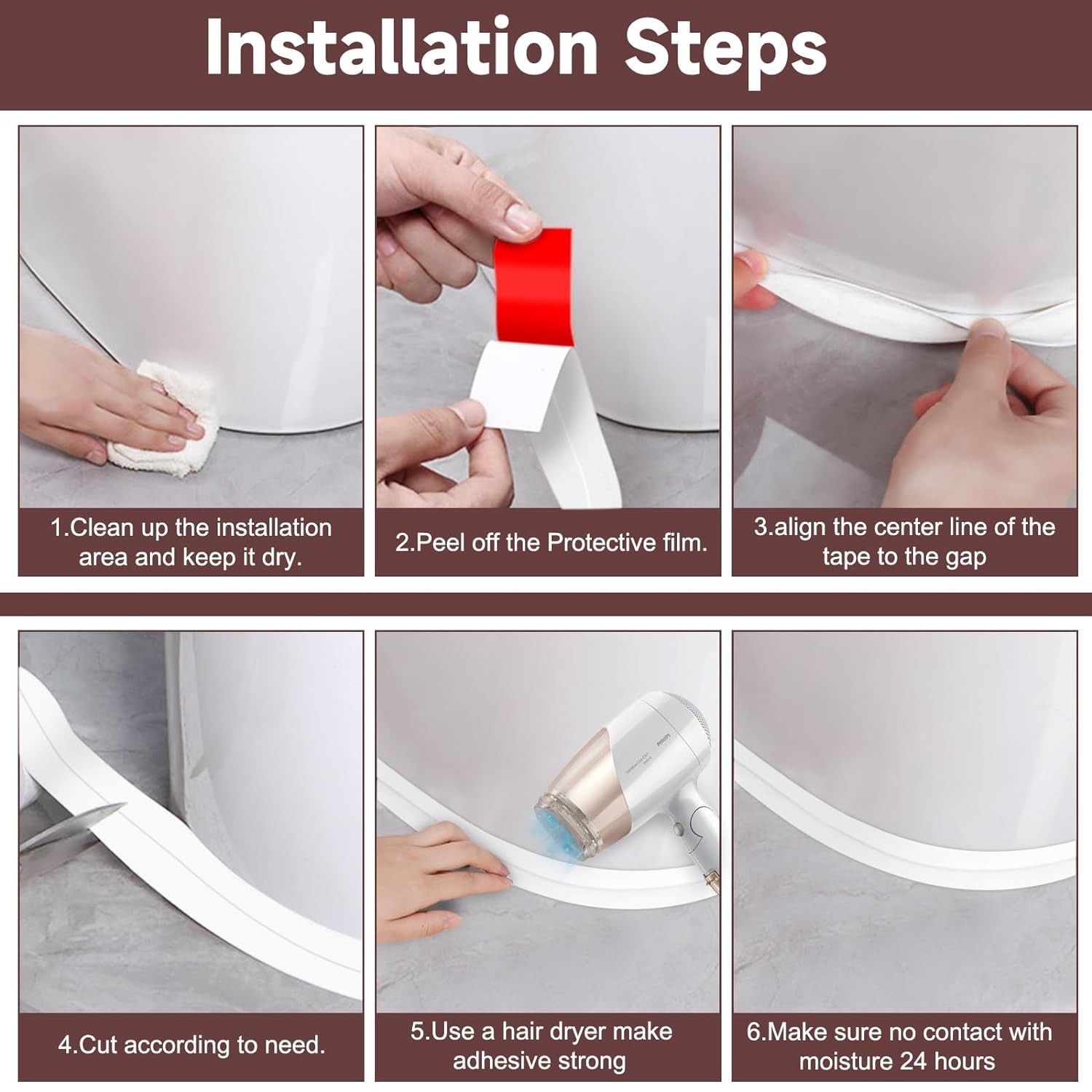 Elegant Waterproof Caulk Tape 2 Rolls – Self-Adhesive Sealing Strip 1.5″ x 10.5′