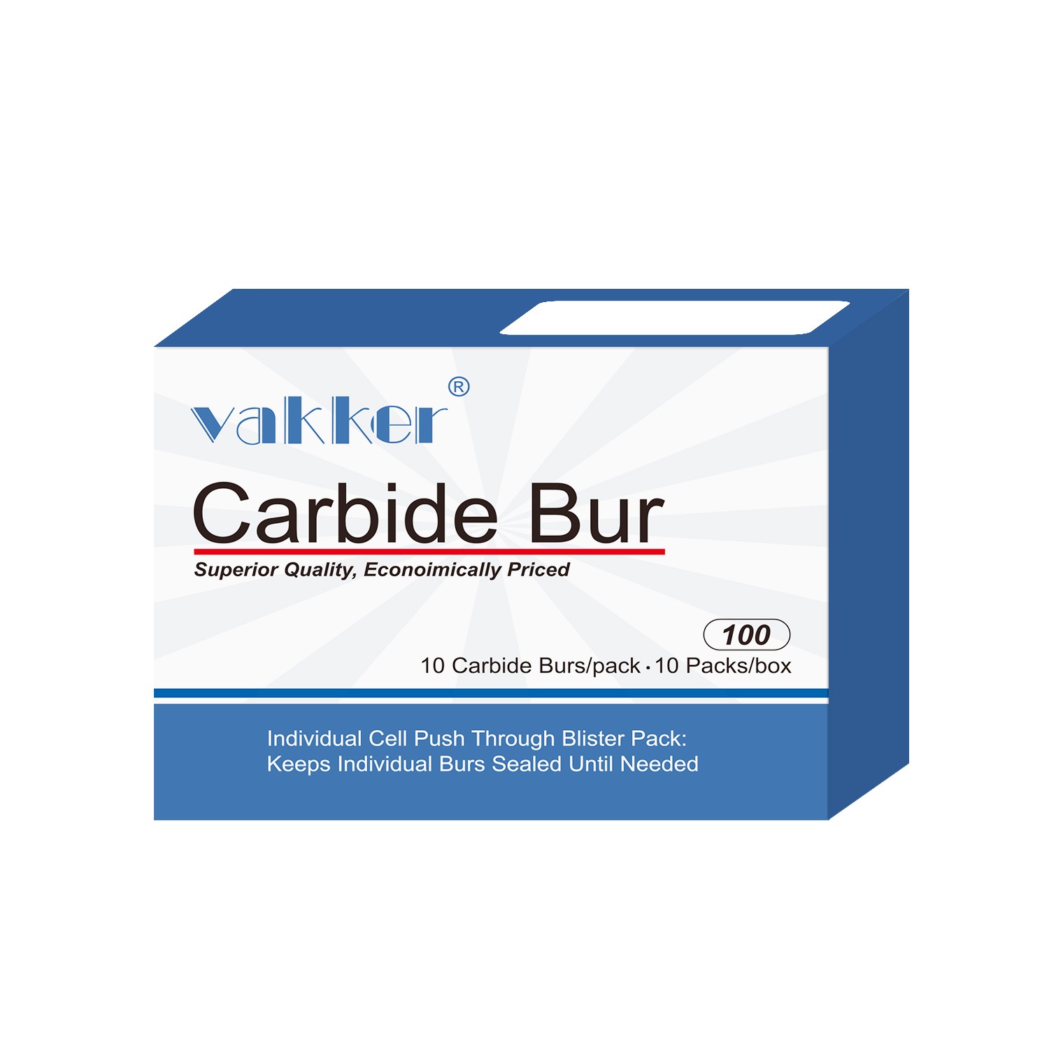 10-100pc Vakker Dental Carbide Burs FG 1157 19mm Straight Dome End High Speed