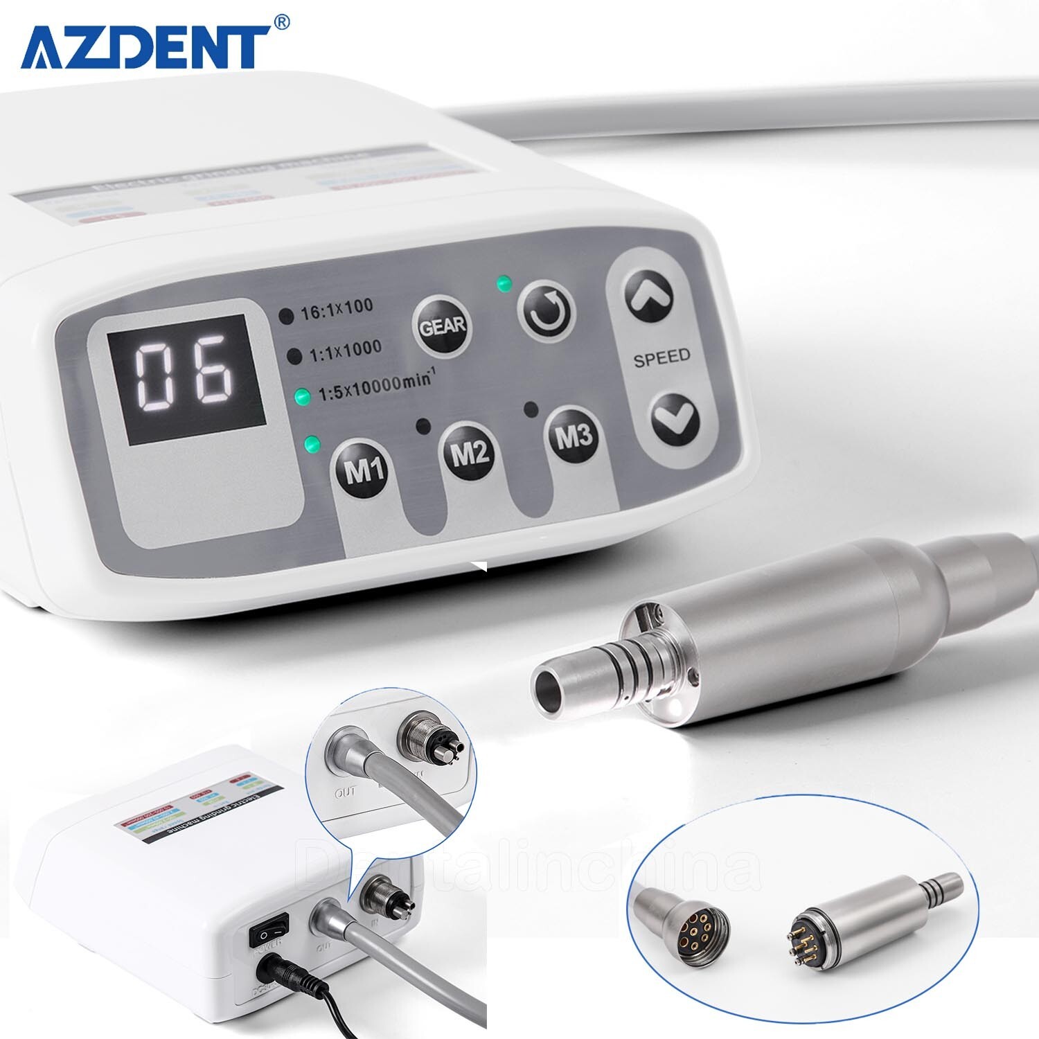AZDENT Dental Electric LED Brushless Micro Motor Internal Spray E-type