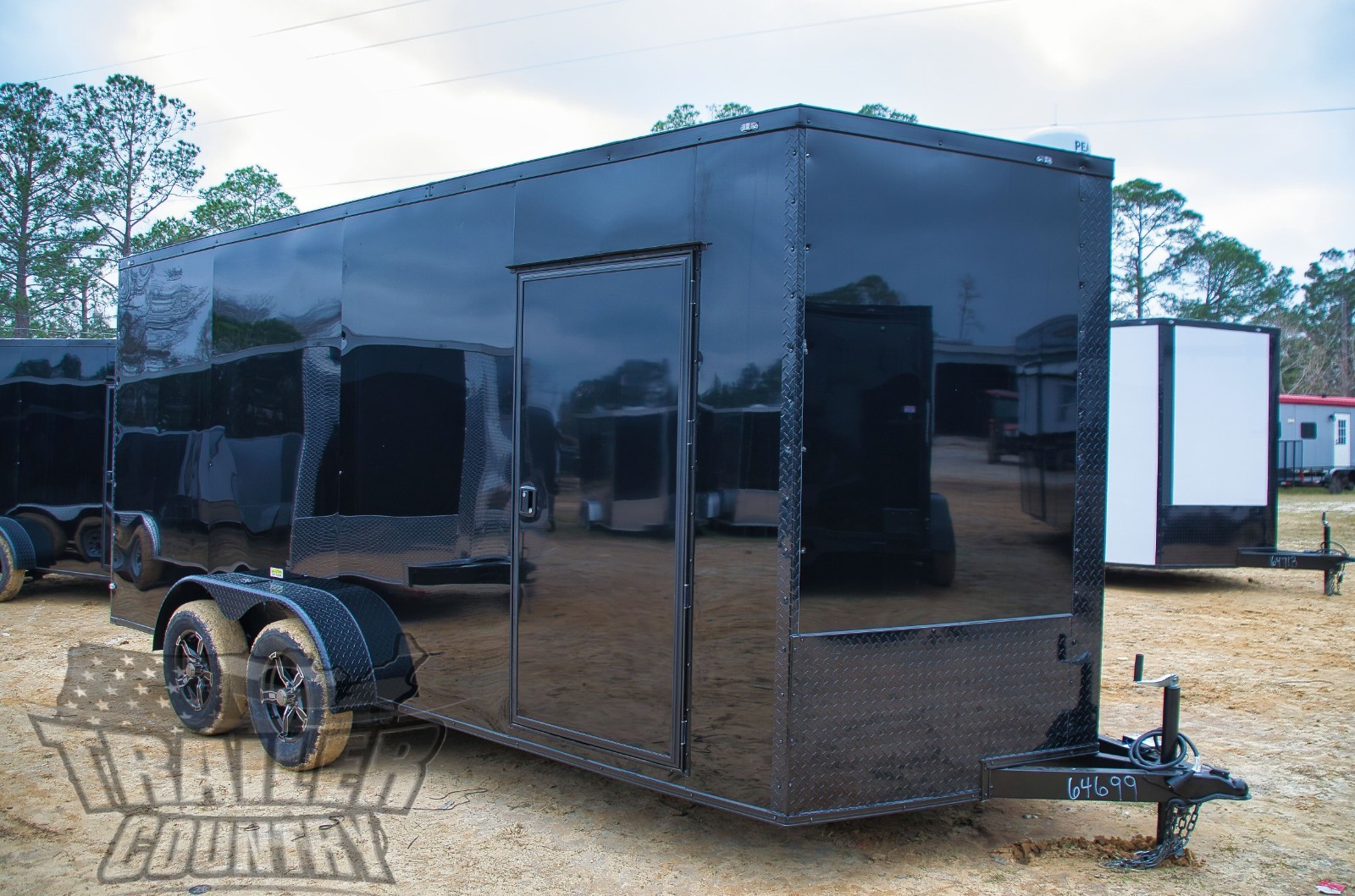 NEW 2026 7×16 7 x 16 V-Nosed Enclosed Cargo Trailer w/ Ramp Door & Side Door