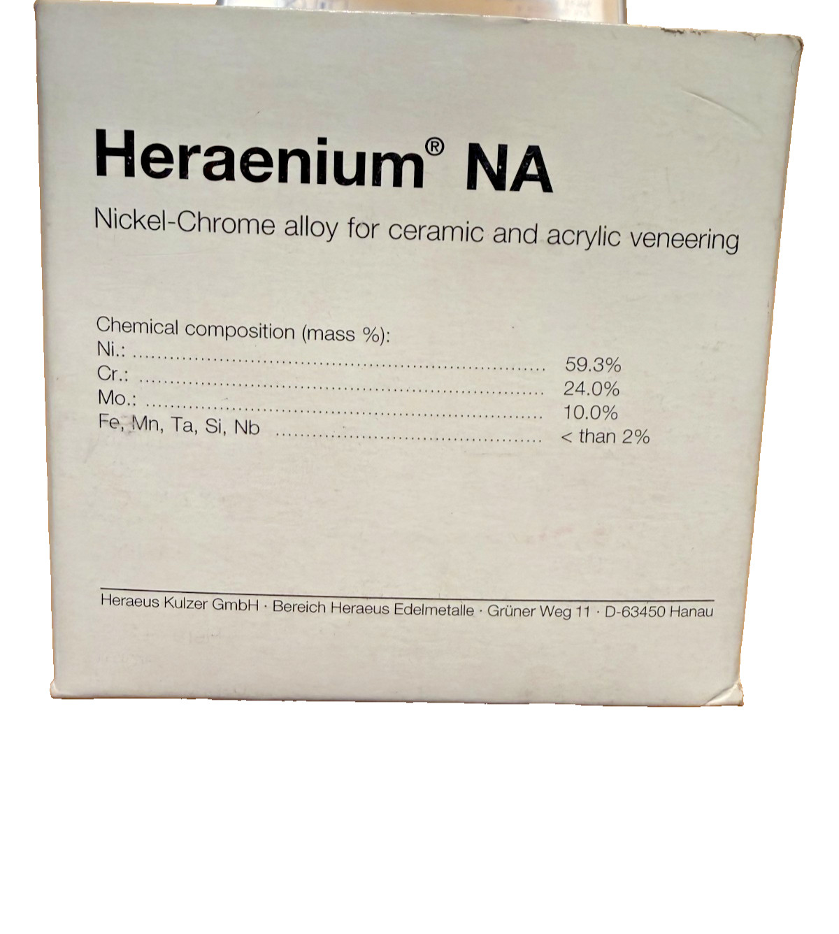 KULZER HERAENIUM NA – for C&B Nickel Chrome alloy 1 Kg. Germany
