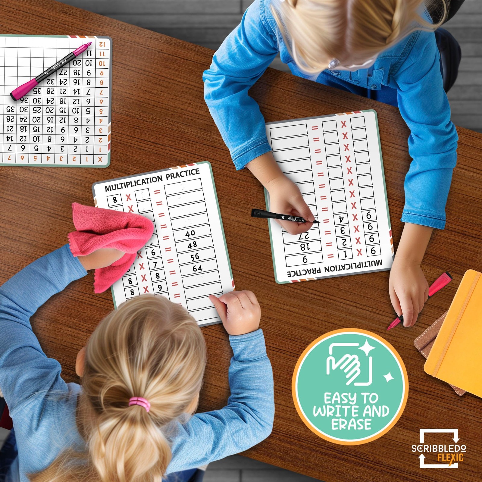 SCRIBBLEDO Multiplication Math 9”x12” Small White Board 9 inches by 12